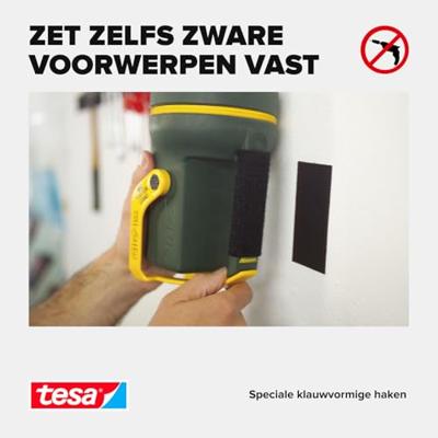 TESA On & Off 55228-00-01 Klittenband Om vast te plakken Haak- en lusdeel, Extra sterk (l x b) 100 mm x 50 mm Zwart 2 stuk(s) TESA On & Off 55228-00-01 Klittenband Om vast te plakken Haak- en lusdeel, Extra sterk (l x b) 100 mm x 50 mm Zwart 2 stuk(s)