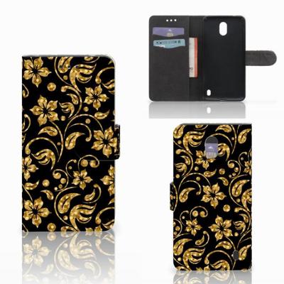 Nokia 2 Hoesje Gouden Bloemen Nokia 2 Hoesje Gouden Bloemen