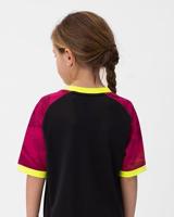 JAKO 4224K Shirt Iconic Km Kids - Zwart/Pink/Fluogeel - 116 - thumbnail