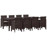 Tuin Eetset 9 pcs Bruin 250 x 100 x 73 cm Poly rattan - thumbnail