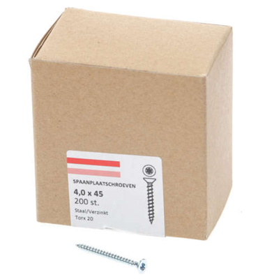 Hoenderdaal Spaanplaatschroef Vz Pk Torx TX20 4.0X45 | 200 stuks - 0206.01.25801