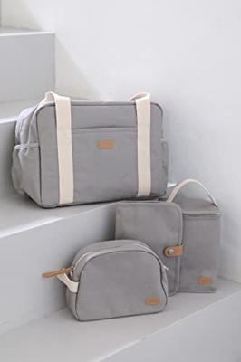 BEABA, parelgrijze canvas babytoilettas