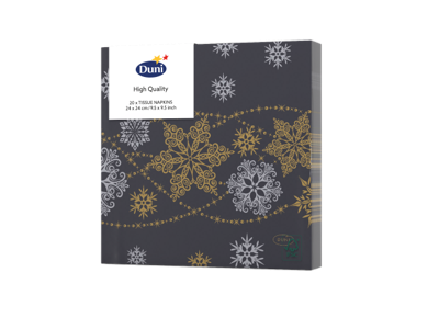 Servetten Snow Glitter Black 3-laags tissue 24 x 24 cm Duni - Duni Servetten Snow Glitter Black 3-laags tissue 24 x 24 cm Duni - Duni