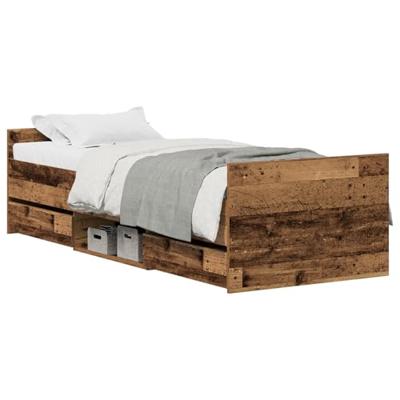 Bedframe met hoofdeinde Oud hout 75 x 190 cm Bewerkt hout