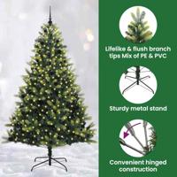 Kunstkerstboom met scharnier 300 LEDs Groen 240 cm PVC en PE - thumbnail