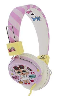 OTL Technologies TWEEN LOL Glam Club Kinderhoofdtelefoon (opvouwbaar, gevoerde beugel, kleurrijk stripdesign, voor jongens en meisjes) roze/wit