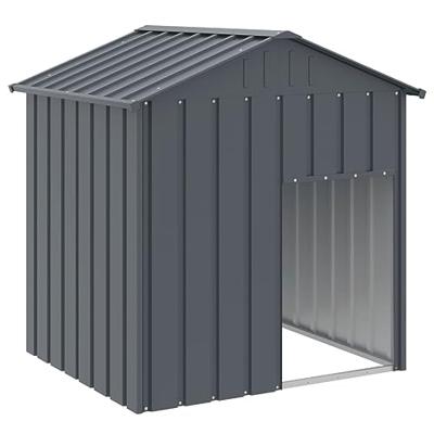 Hondenhok met dak 117x103x123 cm gegalvaniseerd staal antraciet - thumbnail