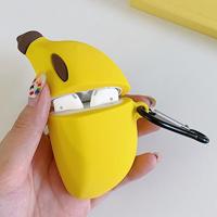 Draadloze oortelefoons schokbestendig banaan siliconen beschermhoes voor Apple AirPods 1/2 - thumbnail