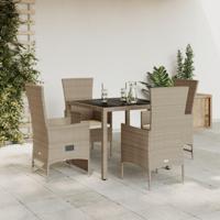 5-delige Tuinset met kussens poly rattan beige - thumbnail