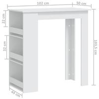 Bartafel met opbergrek 102x50x103,5 cm bewerkt hout wit - thumbnail