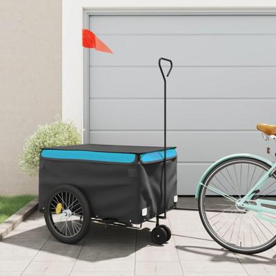 VidaXL Fietstrailer 45 kg ijzer zwart en blauw