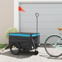 VidaXL Fietstrailer 45 kg ijzer zwart en blauw - thumbnail