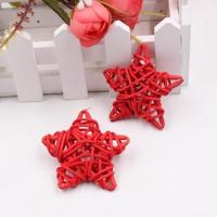 10 stuks 6cm kunstmatige stro bal DIY decoratie rotan sterren Christmas decor Home ornament Supplies (rood) - thumbnail