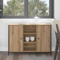Dressoir artisanaal eikenkleurig 100 x 35 x 70 cm Bewerkt hout - thumbnail