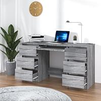 Bureau 140x50x77 cm bewerkt hout grijs sonoma eikenkleurig - thumbnail