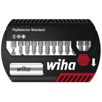 Wiha Bitset FlipSelector Standard 25 mm sleufkop, Phillips, Pozidriv 13-delig 1/4" met riemclip in blister - 39049 - 39049 - thumbnail
