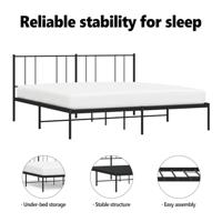 Bedframe met hoofdbord metaal zwart 183x213 cm - thumbnail