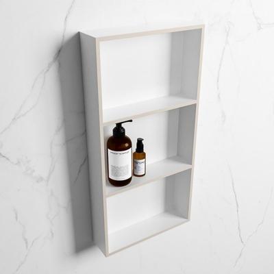 MONDIAZ EASY Nis 59,5x29,5cm in solid surface kleur Linen | Talc. 3 vakken geschikt voor in- of opbouw MONDIAZ EASY Nis 59,5x29,5cm in solid surface kleur Linen | Talc. 3 vakken geschikt voor in- of opbouw