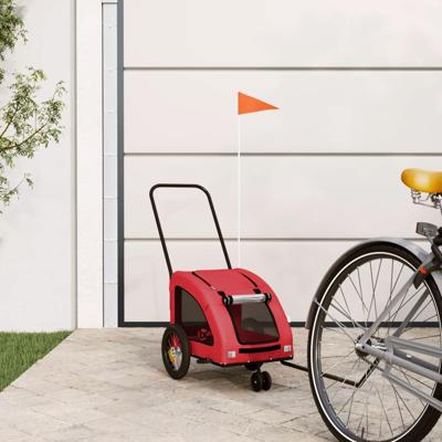 VidaXL Hondenfietstrailer oxford stof en ijzer rood VidaXL Hondenfietstrailer oxford stof en ijzer rood