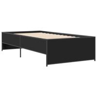 Bedframe bewerkt hout en metaal zwart 100x200 cm - thumbnail