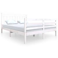 Bedframe massief hout wit 150x200 cm - thumbnail