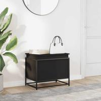 Opbergbox met deksel 60x40x51,5 cm bewerkt hout zwart - thumbnail