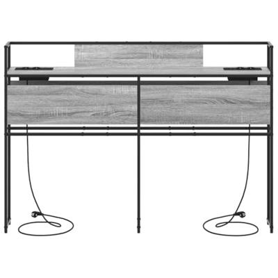 Opberghoofdbord met plank Grijs sonoma 135 cm Bewerkt hout