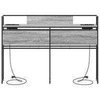 Opberghoofdbord met hoofdeinde met opslag Grijs sonoma 135 cm Bewerkt hout - thumbnail