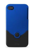 iFrogz iPhone 4 Luxe Originele Hoes Blauw-Zwart Polycarbonaat 2 Schaal Fluweelkleurig Gevoel Metallic Effecten Intensieve Kleur - thumbnail