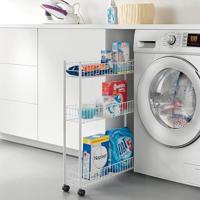 Metaltex Smalle Trolly met Wielen + 3 Etages 56x16x75.7 cm Wit - thumbnail