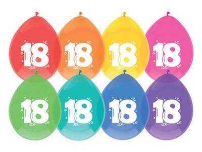 Ballonnen 18 Jaar - 8 Stuks