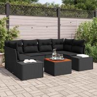 Tuinbankenset met kussen 7 pcs Zwart poly rattan - thumbnail