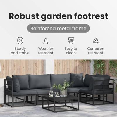 Tuinbankenset met kussen 6 pcs Zwart Aluminium