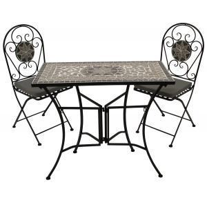 Bilbao bistroset - Gepoedercoat ijzer steen - Zwart Bilbao bistroset - Gepoedercoat ijzer steen - Zwart
