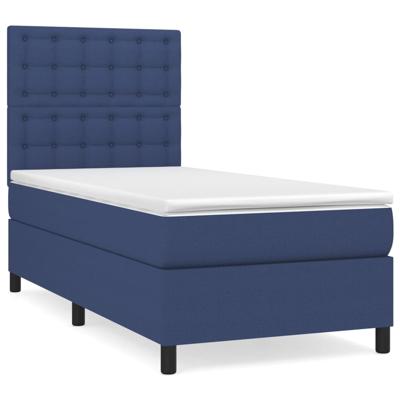 Boxspring met matras stof blauw 100x200 cm - thumbnail