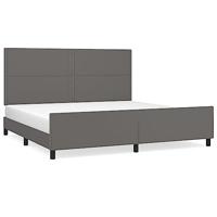 Bedframe met hoofdbord kunstleer grijs 200x200 cm - thumbnail