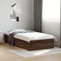 Bedframe met lades bewerkt hout bruin eikenkleurig 100x200 cm - thumbnail