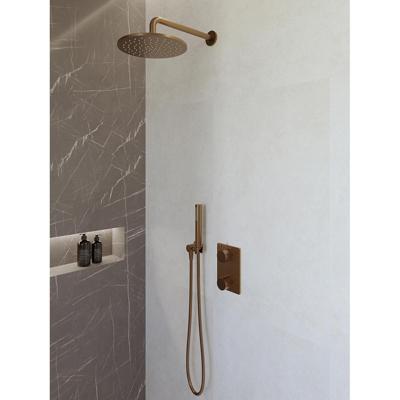 Wiesbaden Caral Inbouwthermostaat compleet met Hoofddouche (25cm) en Staafhanddouche - Geborsteld Brons Koper
