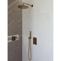 Wiesbaden Caral Inbouwthermostaat compleet met Hoofddouche (25cm) en Staafhanddouche - Geborsteld Brons Koper - thumbnail