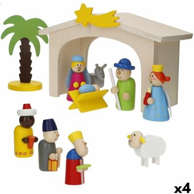 Kerststal set Woomax Hout plywood 23 x 16 x 11 cm (4 Stuks)