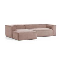 3-zitsbank Blok corduroy roze met chaise longue links 300 cm - thumbnail
