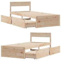 Bedframe met lades massief grenenhout 75x190 cm - thumbnail