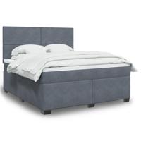 Boxspring met matras fluweel donkergrijs 180x200 cm - thumbnail