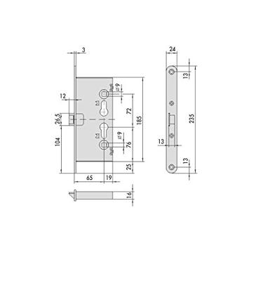 Insteekslot Cisa 43000.65.0 Branddeur Klink Staal