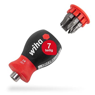 Wiha 380104 Schroevendraaier met bitmagazijn magnetisch sleufkop, Pozidriv met 6 bits, Stubby, 1/4" - 33764 - thumbnail
