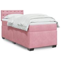 Boxspring met matras fluweel roze 90x200 cm - thumbnail
