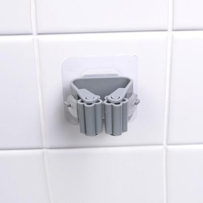 MOP houder muur gemonteerde organisator houder huishoudelijke keuken badkamer lijm opslag bezem hanger clip haak rekken (grijs)