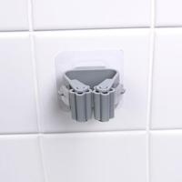MOP houder muur gemonteerde organisator houder huishoudelijke keuken badkamer lijm opslag bezem hanger clip haak rekken (grijs) - thumbnail