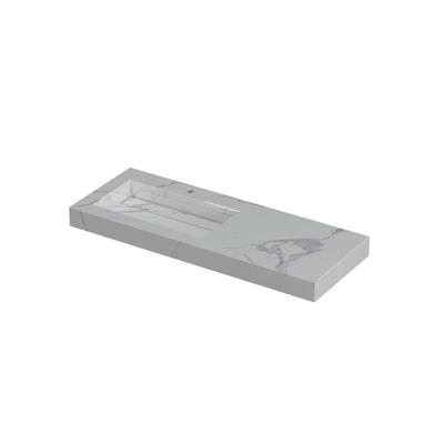 INK Pitch Wastafel Keramische Slab Links met Drain en Front en Side Skirts 1 Kraangat - 1200x450x90 mm - Statuario Glans