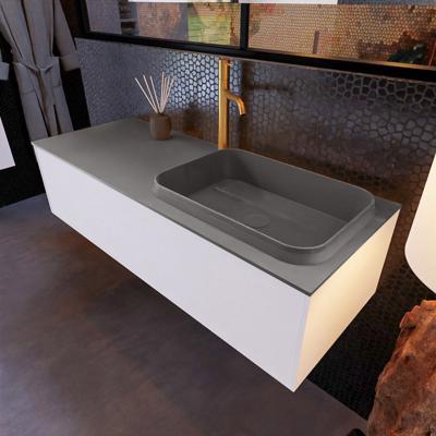 Badkamermeubelset Mondiaz Erin 120 cm met 1 Lade met RIDGE Wastafel Rechts Dark grey met 1 kraangat Greeploos Mat Carrara Badkamermeubelset Mondiaz Erin 120 cm met 1 Lade met RIDGE Wastafel Rechts Dark grey met 1 kraangat Greeploos Mat Carrara